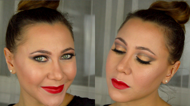 maquillage noel rouge or