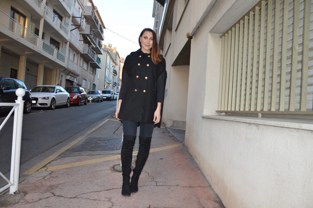 manteau cape femme noir